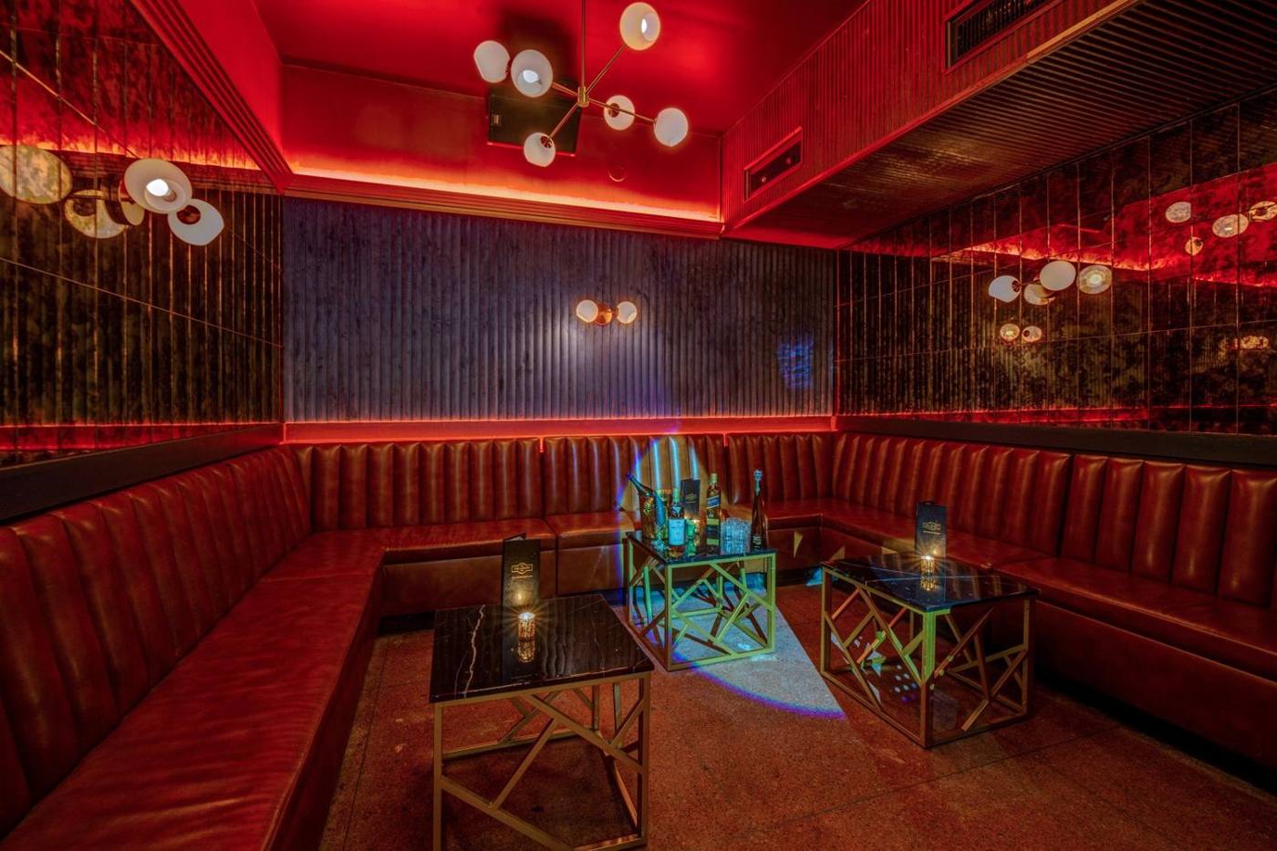 A leather booth in the lounge